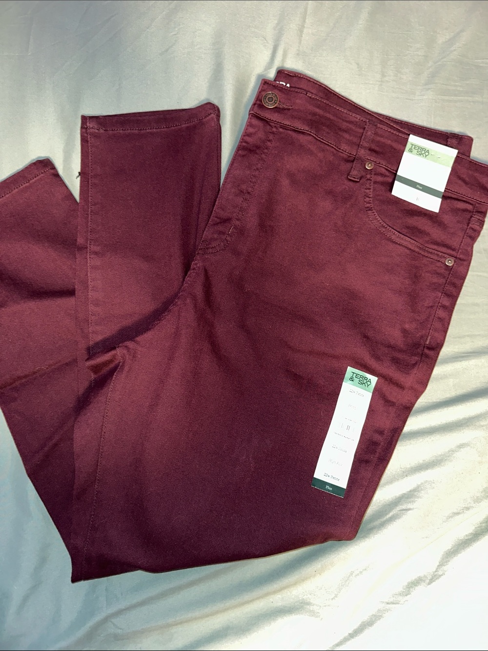 Terra & Sky Women's Burgundy Skinny Jeans petite